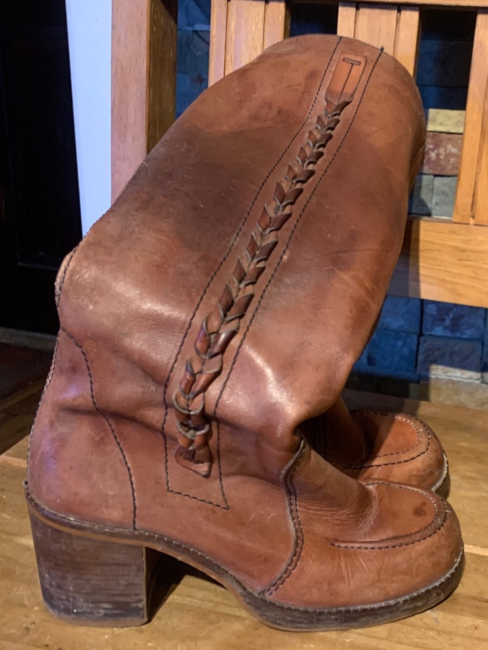 Vintage 1970s Frye Braided Sabrina Campus Boots 5B Single Family Owned